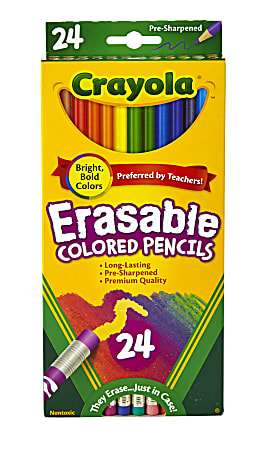 Crayola Erasable Colored Pencils Assorted Colors Pack Of 24 Colored Pencils  - Office Depot